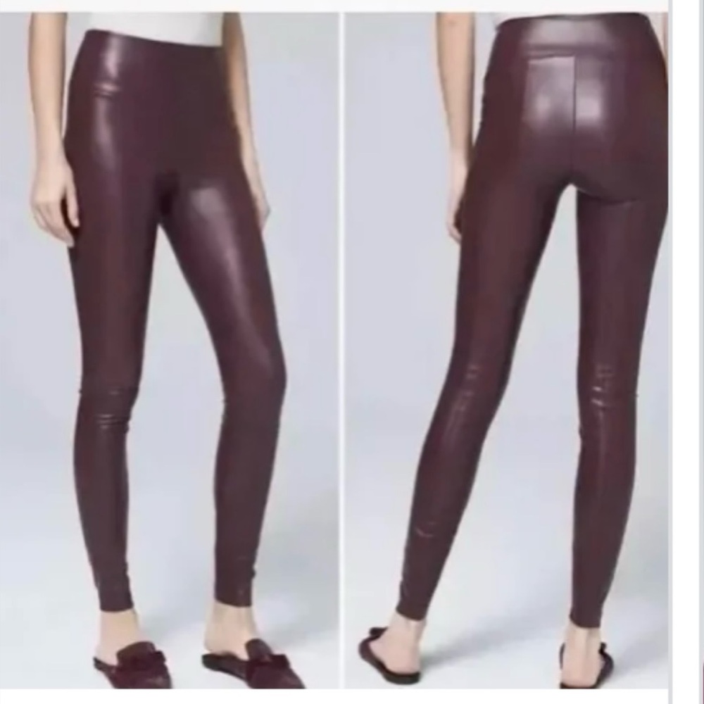 White House Black Market, plum color ‎ Faux Leather,Runway Leggings, NWT